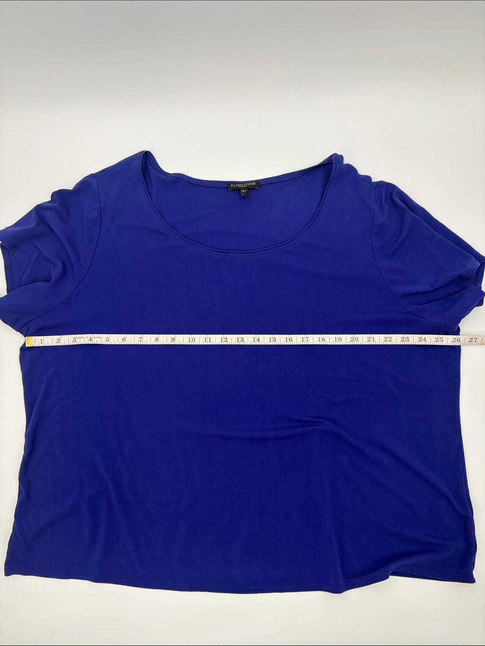 Eileen Fisher 100% Silk Scoop Neck Short Sleeve Top in Cobalt Size 2X - Picture 8 of 9